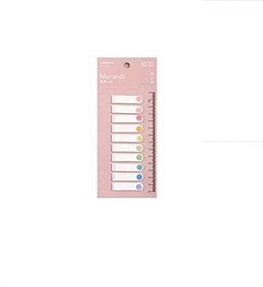canoff Index Tabs Morandi Book tabs Writable Page Sticky Notes with Ruler for Page 200 Sheets Transparent Morandi sticky note, 10 Colors