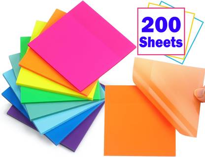 OFIXO Multicolor 200 Sheets Transparent Self Stick Note, 4 Colors
