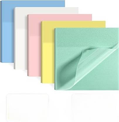 Vintager 250 Sheets Sticky Notes, Self Transparent Sticky Note, Pastel Clear Sticky Note, 50 Sheets Regular, 5 Colors
