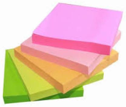 JKK Crafts fluorescent paper Self-Adhesive and Removeable colorful Sticky notes pad 400 Sheets Regular, 5 Colors