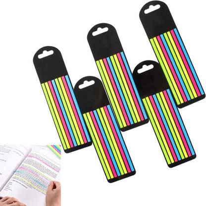 Levin 160 Pcs Transparent Long Bar Sticky Notes Fluorescent Index Tabs 160 Sheets Transparent, 4 Colors