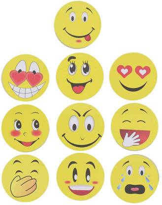 DEZIINE Set of 6 Pad Emoji Sticky Notes, Cute Smile Face Self-Stick Removable Note Pads 100 Sheets Sticky Notes, 1 Colors