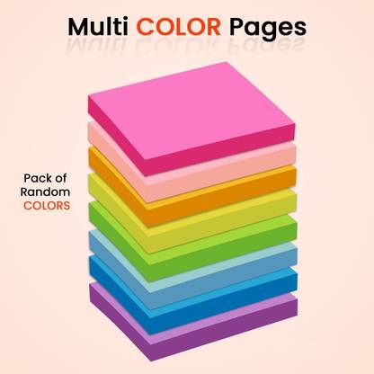 A Little Swag 400 Sticky Notes Fluorescent Paper Self Adhesive 400 Sheets Regular, 5 Colors