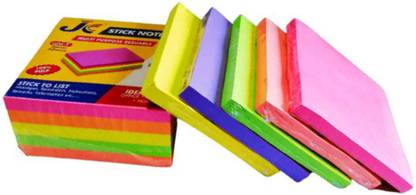 JKK Self- Adhesive Fresh Sticky note pad ( green, orange, yellow, pink, skin color) 80 Sheets Regular, 5 Colors
