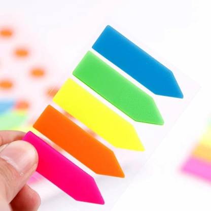 ShreejiSupplies 5 Colours Mini Text Highlighter Strips Neon Index Tabs Arrow Flags 100 Sheets Regular, 5 Colors