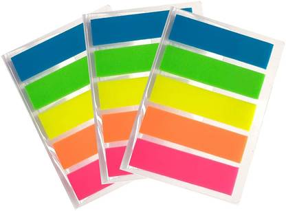 shopy Rectangle Text Highlighter for Office Flags Vibrant Colors 125 Sheets Regular, 5 Colors