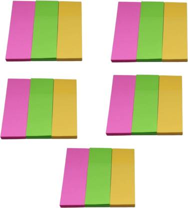 champcool Sticky Notes Mini Text Highlighter Strips(size 7.6 cm X 2.6 cm ) Neon Colored Index Tabs Flags Sticky Note for Marking for Page Marker for Office, College ,School,150 pc in each sheet 3 colour in each sheet Pack of 5 (Total- 750 Flags) 150 Sheets regular, 3 Colors