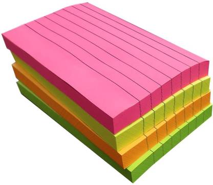 FRKB Ruled Sticky Notes 3x5 inches 400 Sheets 100 Sheet per Pad Total 4 Pads 100 Sheets Ruled, 4 Colors