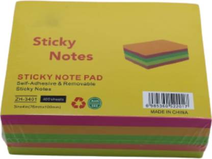 champcool Sticky note pads (4x3 inch) || Paper Self Adhesive Memo Pad Sticky Notes Bookmark Point It Marker Memo Sticker 400 Sheets 80 sheet each colour Regular, 5 Colors (Set Of 5, Multicolor) 80 Sheets regular, 5 Colors