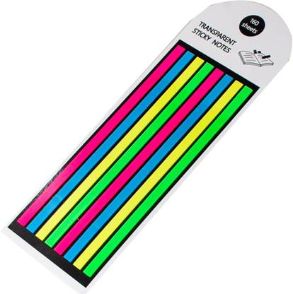 Ji And Ja 8820 Neon Sticky Notes 20 Sheets Transparent Long Index Tabs, 4 Colors