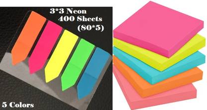AirSoft Sticky Notes 400 Sheets Fluorescent Paper Self Adhesive Memo Pad Sticky Notes 400 Sheets Self Adhesive Regular Post It, 5 Colors