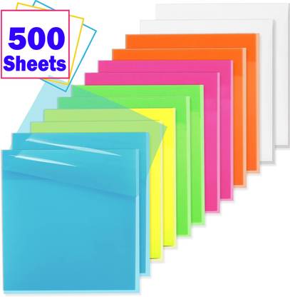 ZIARO Multicolor 50 Sheets Transparent Self Stick Note, 5 Colors