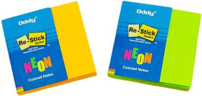 Oddy 3"x3" Sticky Notes (Pack of 2,Total - 160 Pads) 80 Sheets NEON COLOR SELF STICK NOTES, 2 Colors
