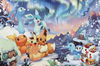 pokemon christmas holiday pikachu Poster, Wallpaper Paper Print