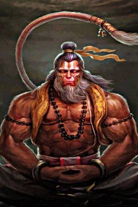 Hanuman Ji Poster on 300gsm Photogenic US Imported Paper With Gloss Lamination (Unframed) With Double Side Tape and Covered With Extra Protected Sheet Only By (WK) Photographic Paper