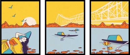 Happy doki Howrah Bridge - Heart of Kolkata Canvas Digital Reprint 16.5 inch x 11.7 inch Painting