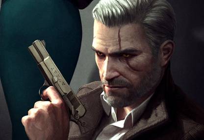 Poster Geralt Of Rivia The Witcher 3 Wild Hunt Pistols Men Fan Art sl-12952 (LARGE Poster, 36x24 Inches, Banner Media, Multicolor) Fine Art Print