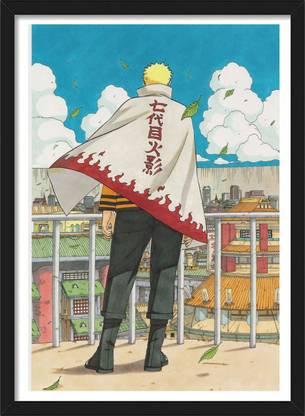 Naruto 7th Hokage| Naruto Framed Poster with Matt Finish Black Frame Paper Print