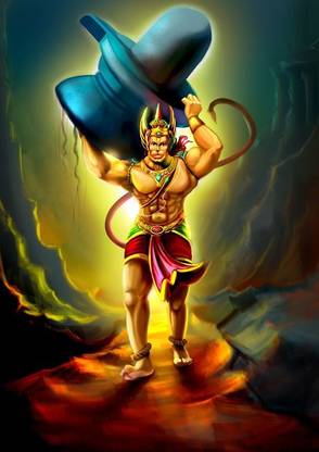 Hanumanji in Colors: Poster of Devotion on 300gsm with Gloss Lamination With 3M Original Double Side Tape for Easily Stick Photographic Paper