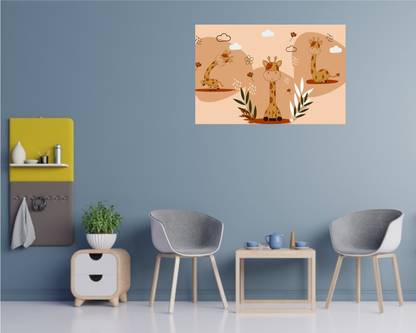 Cute Cartoon Giraffes playing 3D Poster