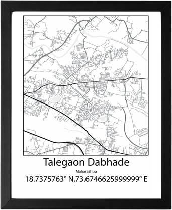 Talegaon Dabhade,Maharashtra,India UNFRAMED Minimalist Map Line Art Print Poster Wall Office Home Hometown Housewarming Decor Enhanced Paper Poster Paper Print