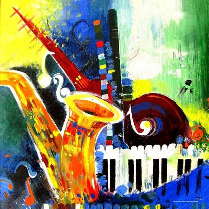 Poster Musical Instruments Painting Style sl-14765 (Wall Poster, 13x19 Inches, Matte Paper, Multicolor) Fine Art Print