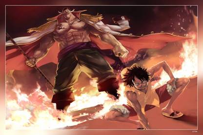 One Piece Monkey D Luffy Whitebeard Edward Newgate Matte Finish Poster P-15786 Paper Print