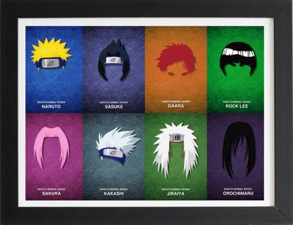 Naruto Shippuden Characters Vector | Naruto Anime Framed posters | Anime Landscape Frames Paper Print