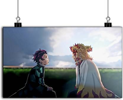 Tanjiro And Rengoku Poster | Tanjiro And Rengoku Demon Slayer Anime Poster | Tanjiro And Rengoku Wall Poster | Tanjiro Rengoku … Paper Print