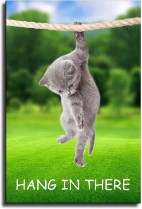 Funny Posters - Hang In There Cat Poster - Perfect Funny Motivational Poster for Home or Office - Humorous Decor, Funny Quote (cat poster-1,12X18inch Unframed) Paper Print