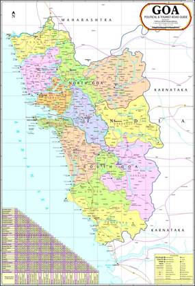 Goa Map. Size : 72x50 Centimeter (28"x20" inch). In English Language With Important Fact and Figure. Ideal Map Tourism Purpose, Student and Aspirant of UPSC , PCS , SSC , RAILWAY Exam and Other Competitive Exam. Updated Map. Paper Print