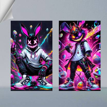 VIRGIN ART | HELLFIRE REBORN | DIGITAL ART - 56 | BEYOND IMAGINATION | ASTHETIC | SET OF 2 | 300 GSM A4 FRAMED POSTER FOR WALL Photographic Paper