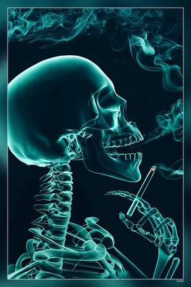 Smoking Roentgen Skele Bones Cigarette Death Fog Skulls Skeleton Skull Smoke Matte Finish Poster Paper Print