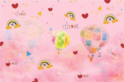Hot Air Balloon Backdrop with rainbow design 3D Poster