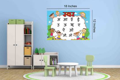 Early Learning Poster On ''Hindi Swar"|Unframed Paper Poster For Tuitions, Study Room, Kids Room, Kindergarten, Schools|1Pc|Kids Education Poster For Home Decoration Paper Print