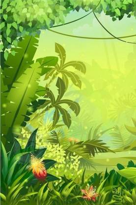 Jungle Theme Poster | Jungle Posters for Room | Unframed | With Self Adhesive Tape Paper Print