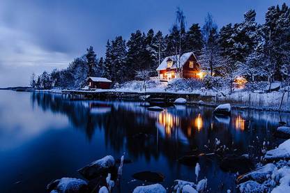 night landscape space winter Poster, Wallpaper Paper Print