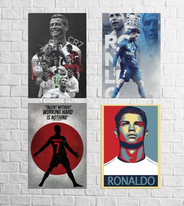 Ronaldo CR7 Posters (Matte 300 GSM Paper, 13x19-inch, Multicolour) -Set of 4 Paper Print