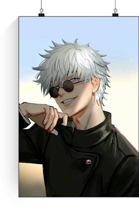 Gojo Satoru Glasses Poster | Jujutsu Kaisen Gojo With SunGlasses Poster | Wall Poster Gojo Satoru Eyeglasses Paper Print