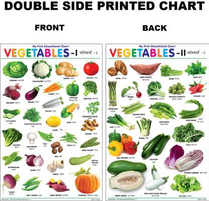 Both Side Printed VEGETABLE CHART for Kids | Non Tearable Learning Chart |(50 X 75 CM) Paper Print