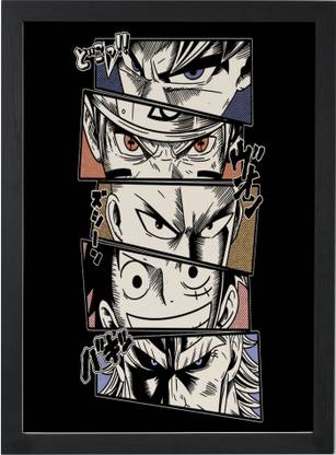 mix anime poster with frame dragonball onepiece naruto wall poster (Size_13x9.8 inch) Paper Print