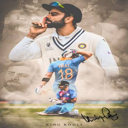 Virat Kohli Signature Poster 12x18inch Fine Art Print