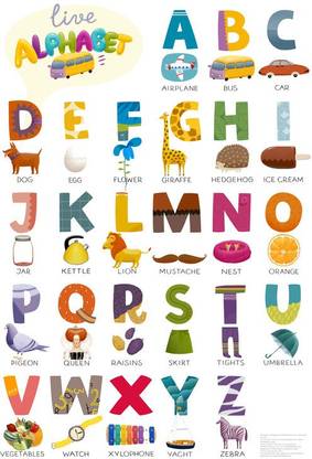 Abcd alphabet chart Poster Multicolor Photo Paper Print Poster Photographic Paper