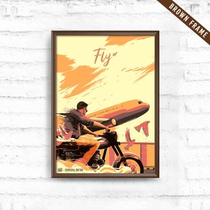 Fly High� Soorarai Pottru Poster Brown Frame Photographic Paper