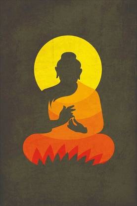 Buddha on Lotus silhouette on LARGE PRINT 36X24 INCHES Photographic Paper