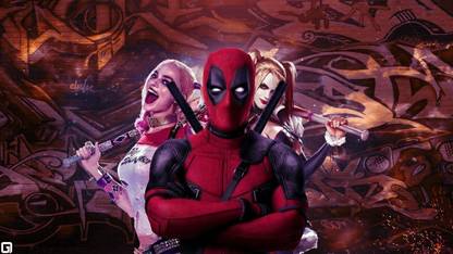 Deadpool Harley quinn Concept Art 4K ON FINE ART PAPER HD QUALITY WALLPAPER POSTER Fine Art Print