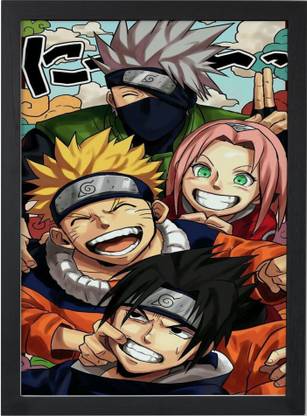 naruto poster with frame naruto team 7 kakashi sasuke sakura wall poster (Size_13x9.8 inch) Paper Print