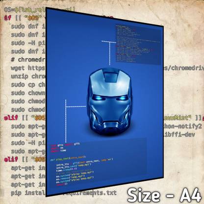 IRON MAN HEAD MASK A4 SIZE DIGITAL WALL POSTER Paper Print
