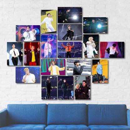 BTS Kpop Mini Wall Poster | Pack of 18| Size: 4 * 6 INCHES | Kpop Idols | Jin, Suga, J-Hope, RM, Jimin, V, and Jungkook Fine Art Print