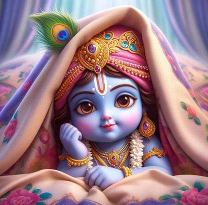 Dhurya krishna deepart 1191 Multicolour, Matte Vinyl Stickers Printed, 12 x 18 Inch Paper Print